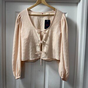 Levi's Embry Tie Front Blouse Top Peach Puree Pink Fawn NEW with tags size XL